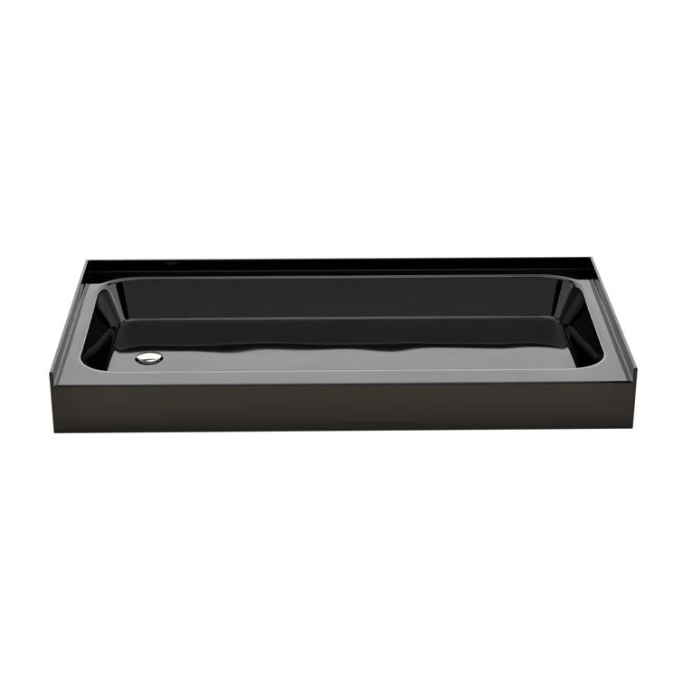 Voltaire Glossy Black 60 x 30 Shower Pan Base with Left Drain