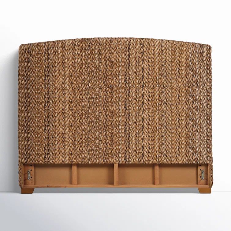 King Honey Finish Mahogany and Banana Leaf Panel Headboard