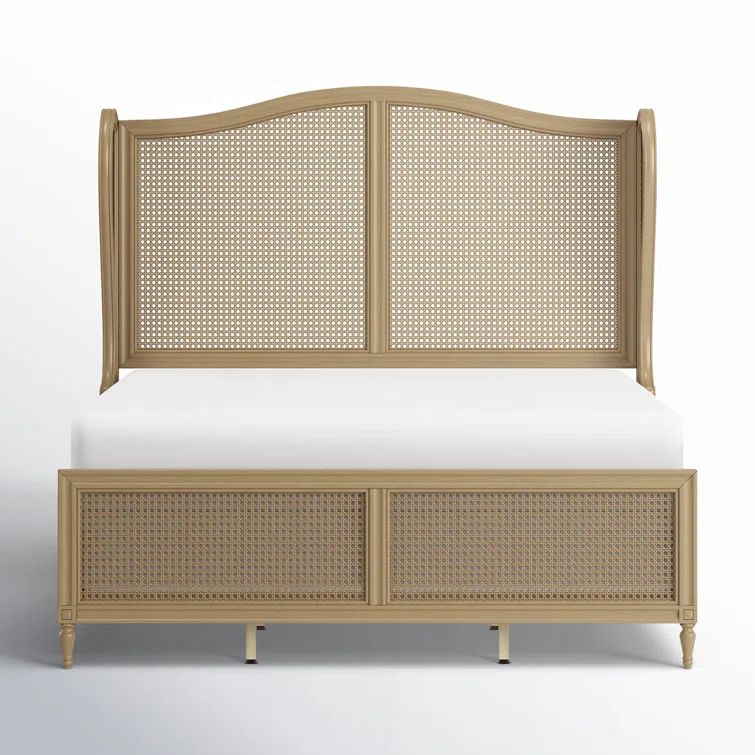 Sausalito Medium Taupe King Bed with Natural Cane Panels