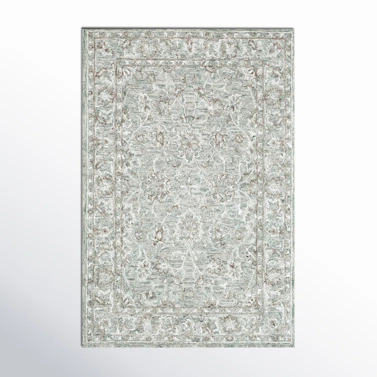 Handmade Light Blue Wool and Viscose Tufted Rectangular Rug 4' x 6'