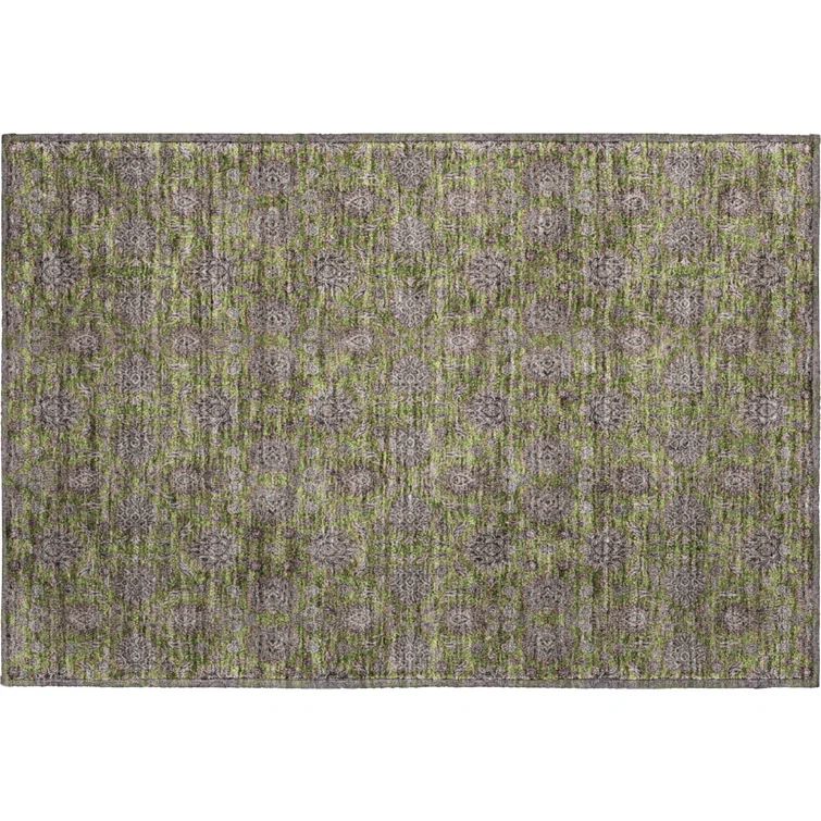 Premium Olive Rectangular Synthetic Washable Rug