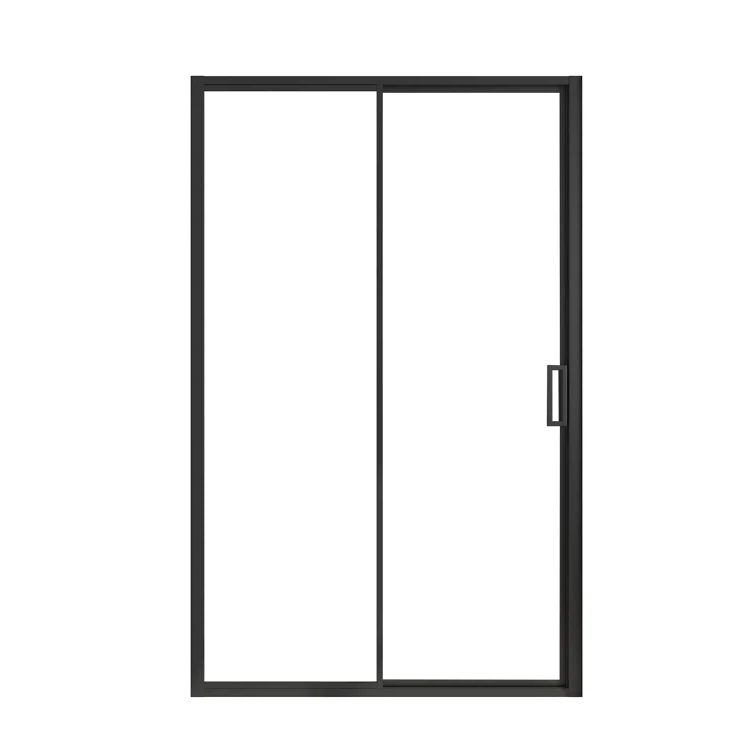 Stanford Black 48" x 74" Sliding Clear Glass Shower Door