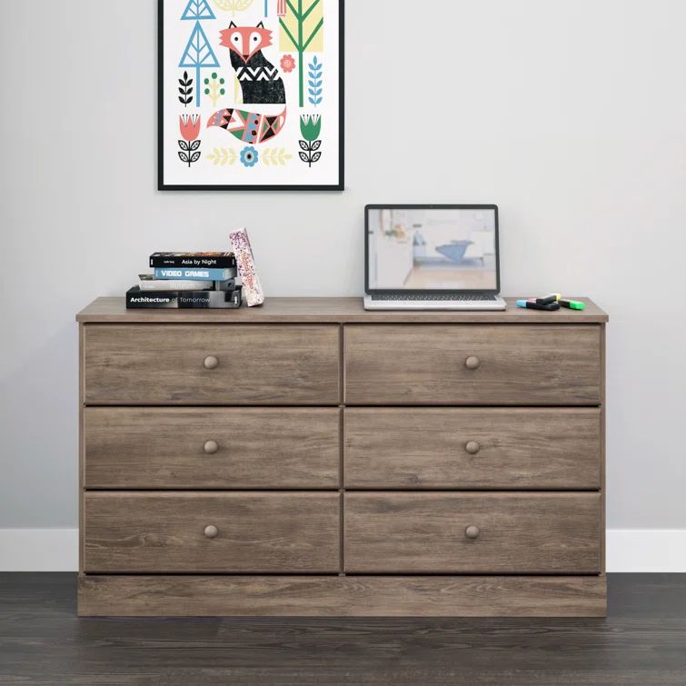 Astrid Farmhouse 6-Drawer Double Dresser in Drifted Gray Pine