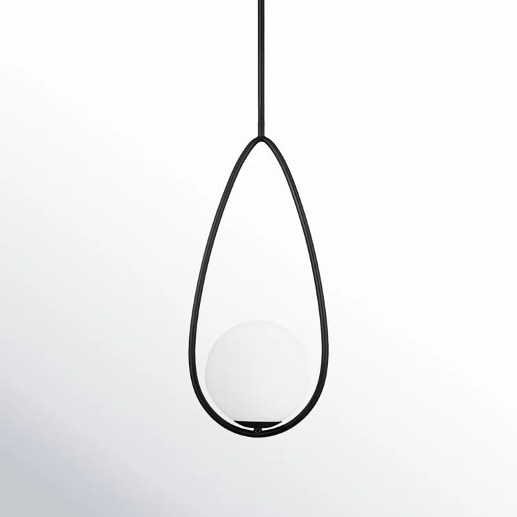 Midnight Black and White Glass Globe Pendant Light