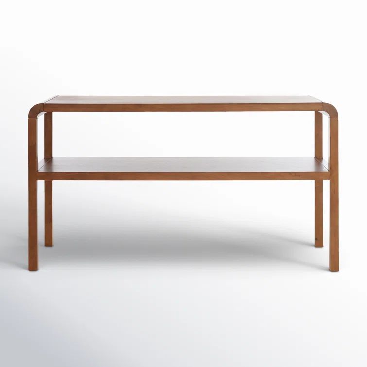 Omara Walnut Finish Solid Wood 2-Tier Console Table