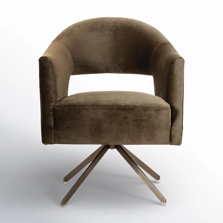 Surrey Olive Green Velvet Swivel Office Chair with Brushed Gray Frame