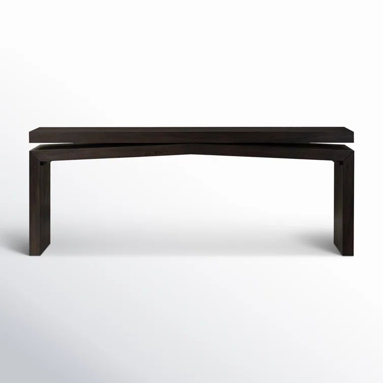 Smoked Black Solid Wood Rectangular Console Table
