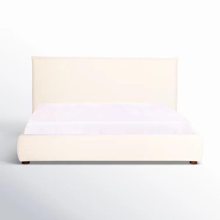 Serene White Velvet King Platform Bed with Tufted Upholstery