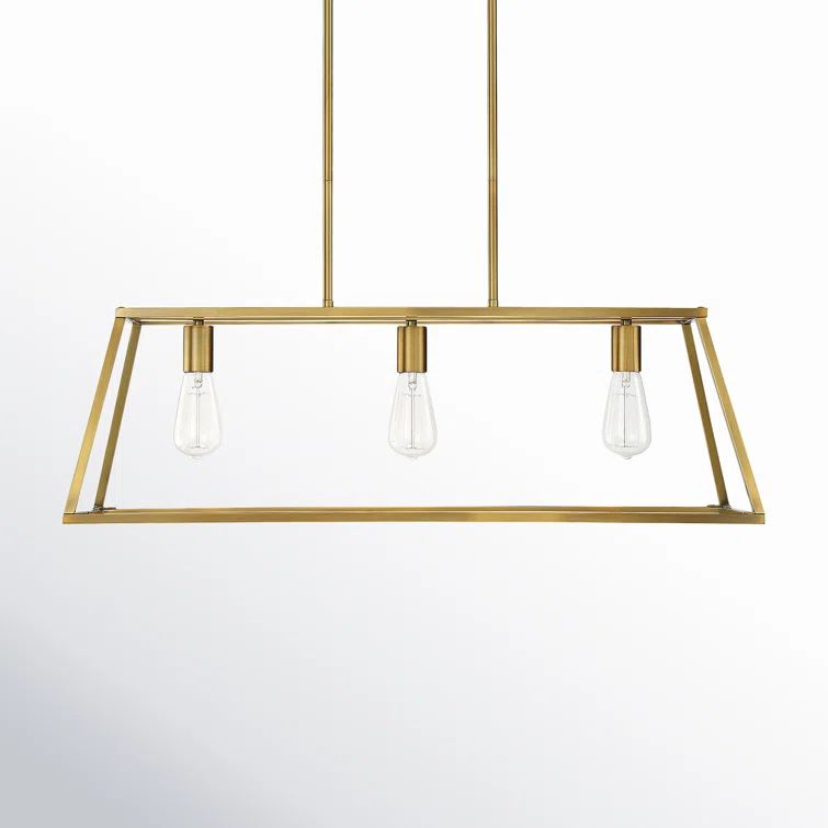Denton Warm Brass 3-Light Linear Chandelier