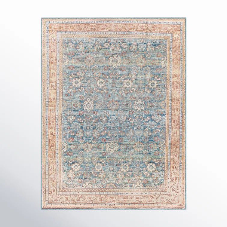 Emi Performance Blue Rectangular Easy Care Area Rug 9' x 12'
