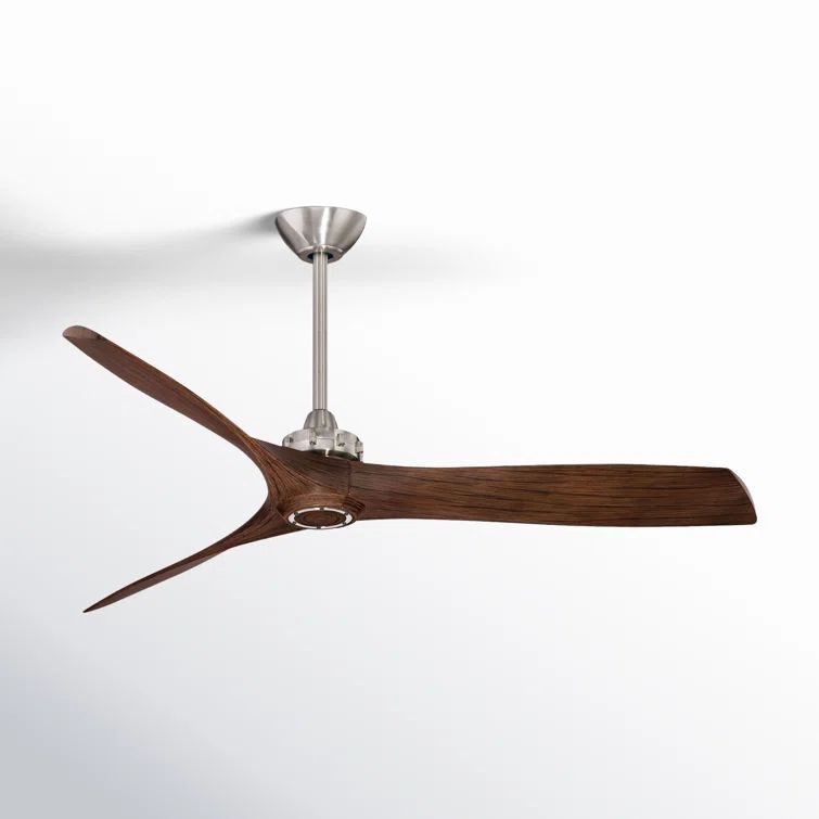 60" Brushed Nickel and Medium Maple Ceiling Fan with Remote Control