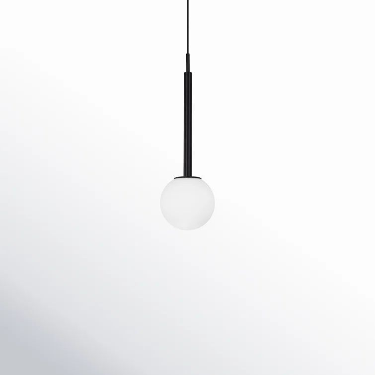 Midnight Black Frosted Glass Globe Pendant Light