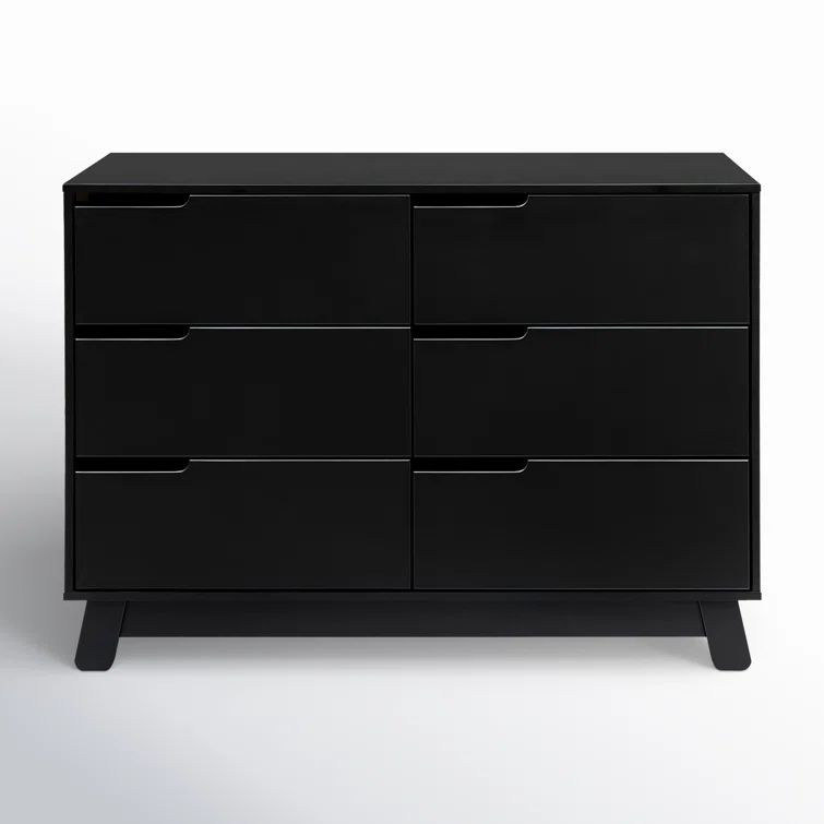 Hudson Mid-Century Modern Black 6-Drawer Double Dresser