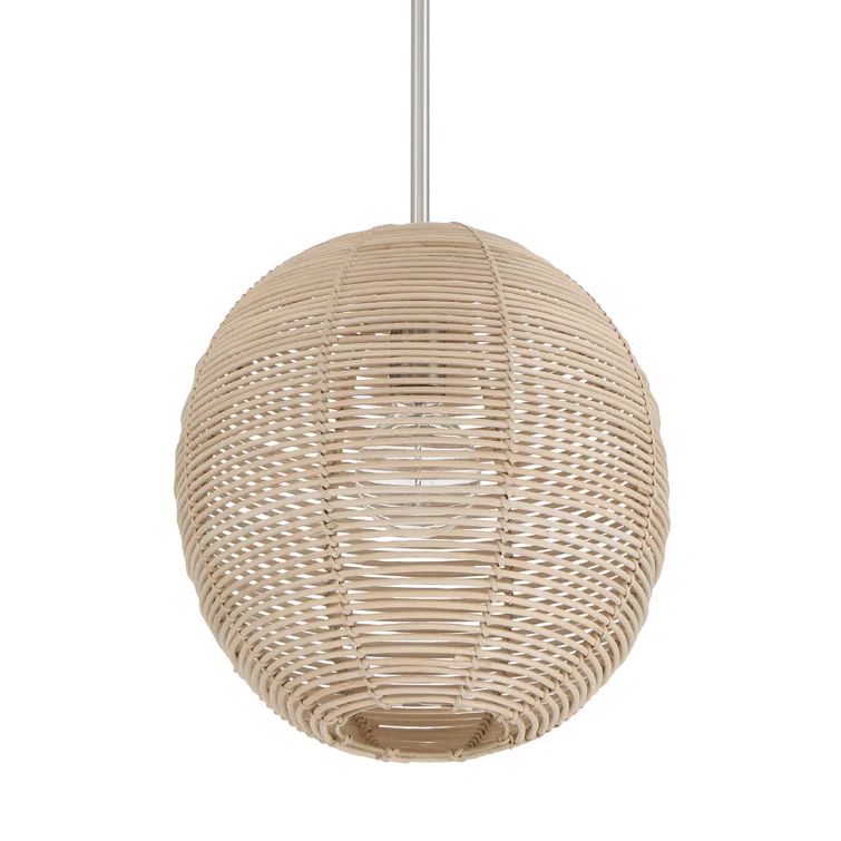 Berkeley 13" Beige Rattan Pendant Light with LED