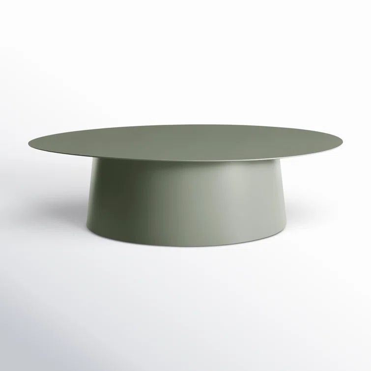 Gray Green Metal Outdoor Circular Coffee Table
