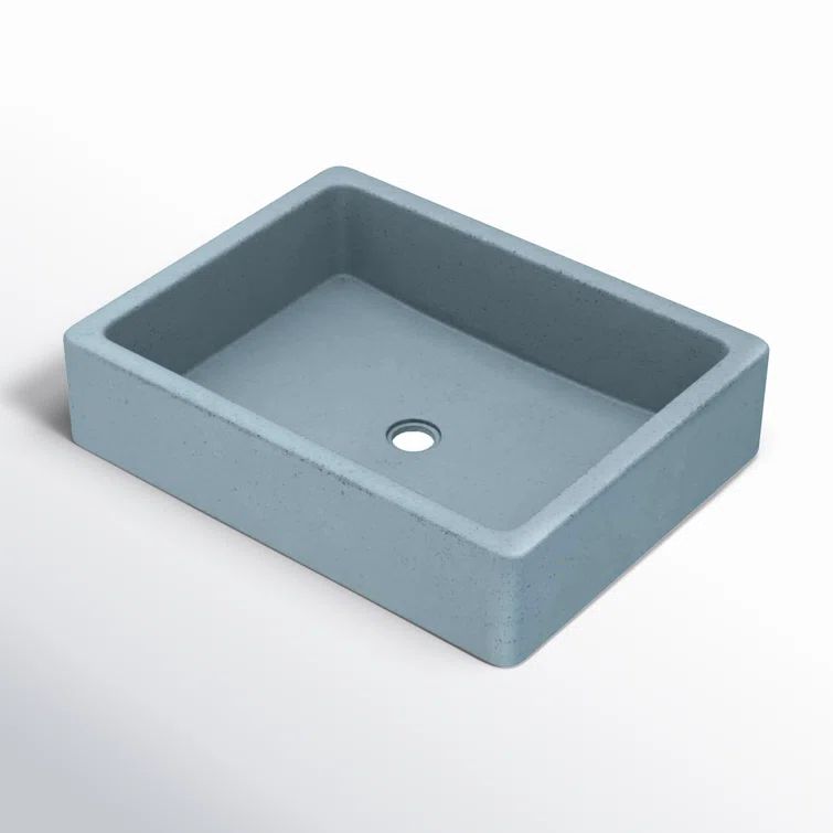 Ocean Blue Concrete Rectangular Undermount Bathroom Sink