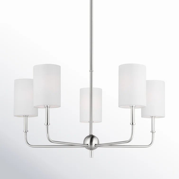 Brushed Nickel 5-Light Chandelier with White Drum Shades