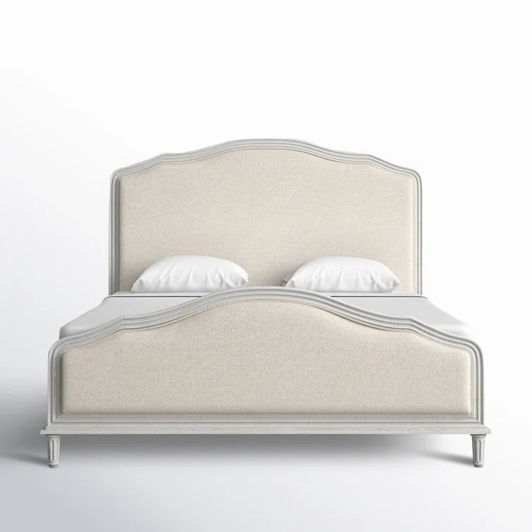 Amity King-Size Whitewash Oak Bed with Upholstered Headboard
