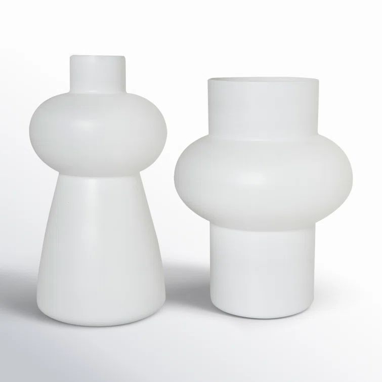 White Novelty Glass Table Vase Set of Two