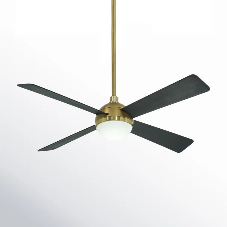 54'' Soft Brass Ceiling Fan with Remote and LED Light
