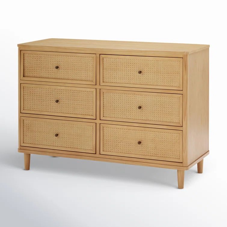 Honey Cane 6-Drawer Dresser with Soft Close Ball Bearing Glides