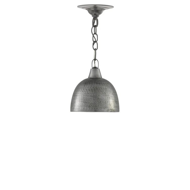 Blackened Steel 1-Light Bowl Pendant with Chain