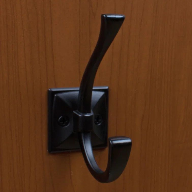 Matte Black Zinc Flared Double-Prong Wall Hook Set