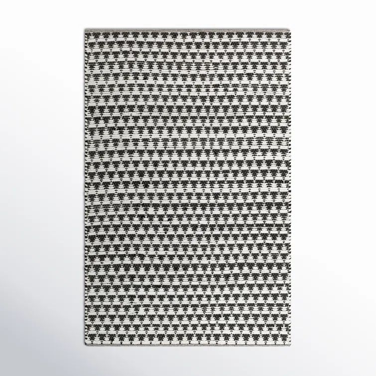 Addy Black and White Geometric Cotton Rug, 8' x 10'