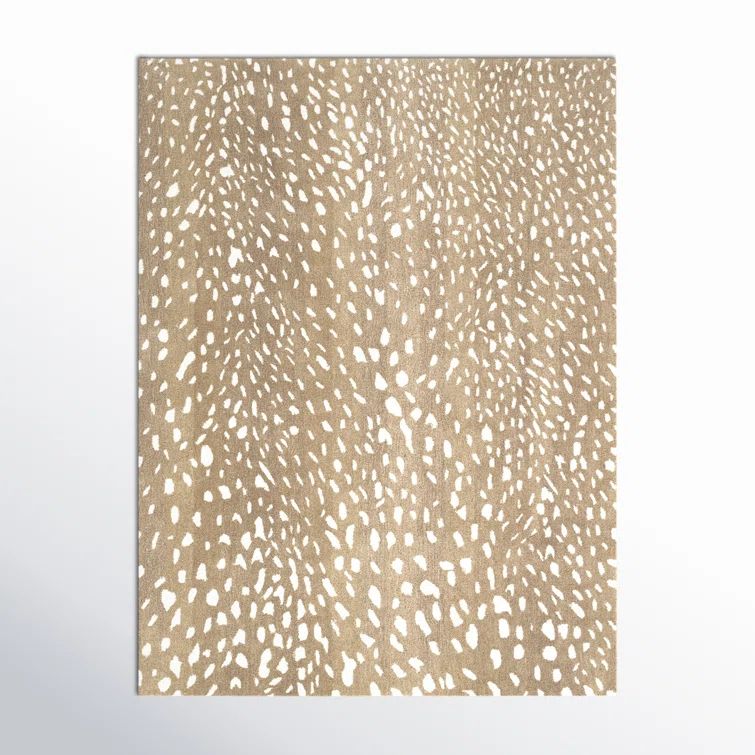 Beige and White Wool Hand-Tufted Rectangular Area Rug 9' x 12'