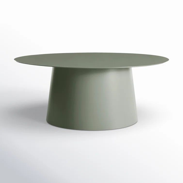 Gray Green Metal Outdoor Coffee Table, 36" Round
