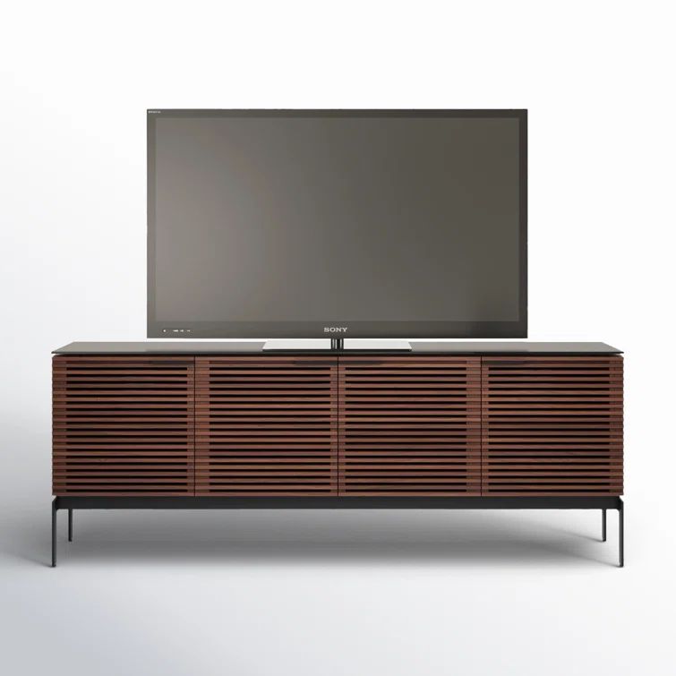 Chocolate Stained Walnut Media Console with Cabinet