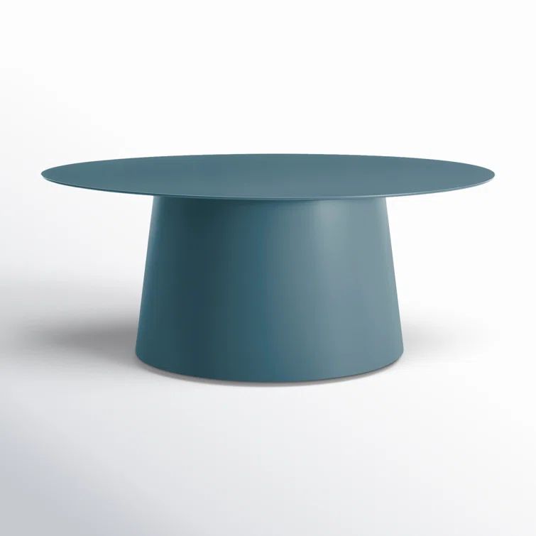 Marine Blue Metal Outdoor Coffee Table, 36"