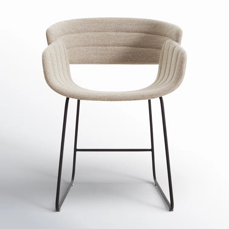 Tait Stone Textured Upholstered Dining Chair with Black Steel Legs