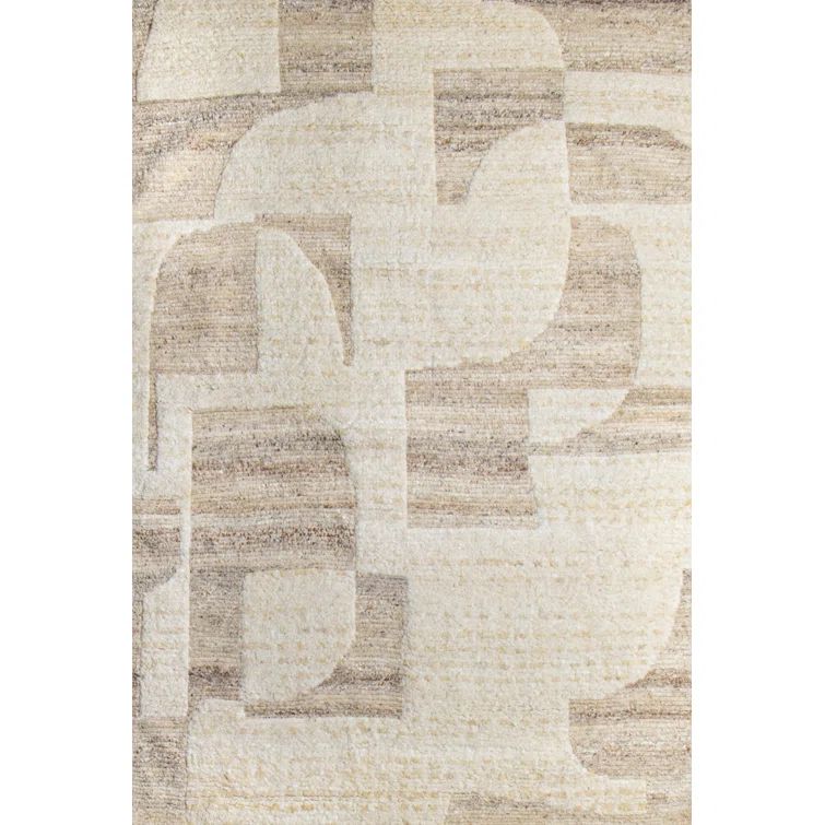 Camel Hand-Knotted Wool Rectangular Area Rug 5' x 7'