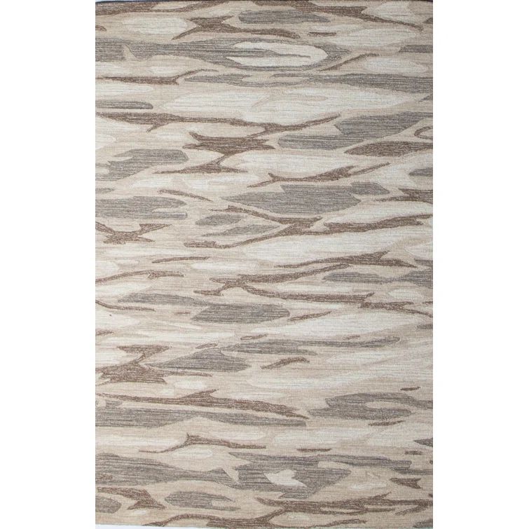 Beige Handmade Wool Rectangular Tufted Area Rug
