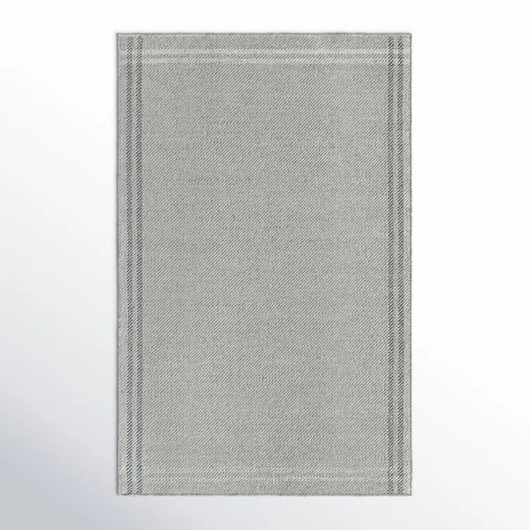 Handmade Ivory and Gray Wool Rectangular Area Rug