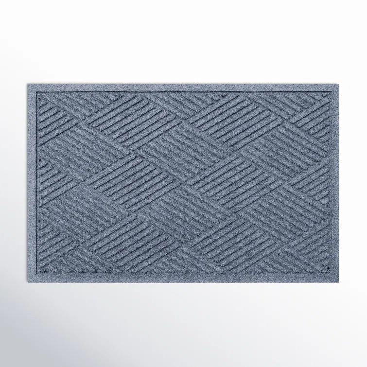 Bluestone Rubber Rectangle Outdoor Doormat with Diamond Pattern