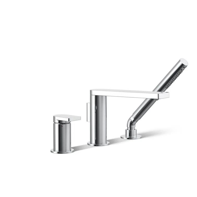 Composed Elegance Polished Chrome Roman Tub Faucet with Handshower