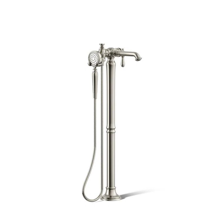 Polished Nickel Freestanding Tub Faucet with Hand Shower