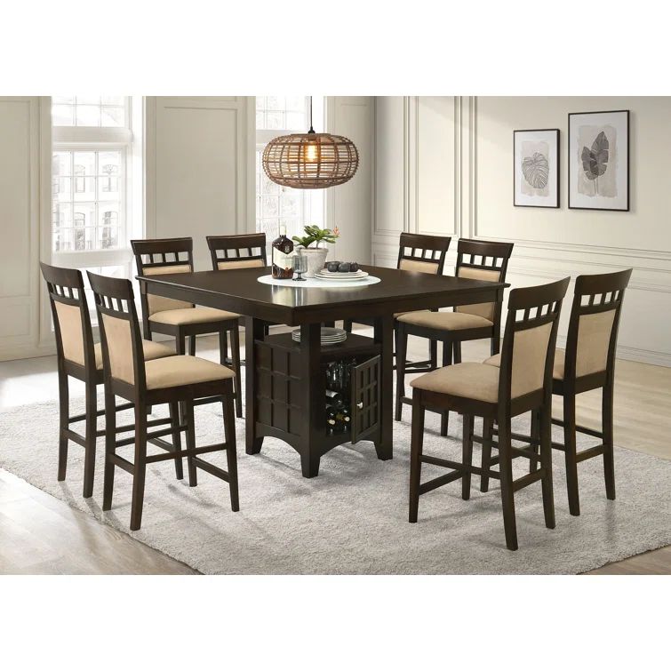Gabriel Square Cappuccino Wood Counter Height Dining Set, 9 Pieces