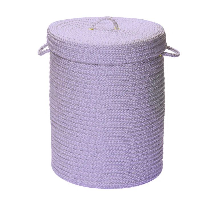 Small Amethyst Braided Polypropylene Upright Hamper with Lid