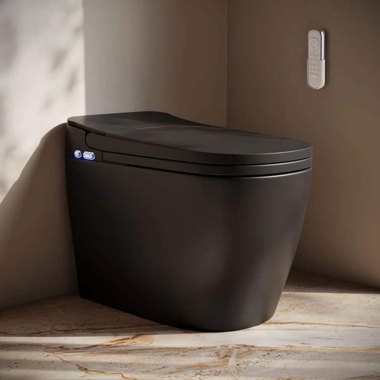 Matte Black High Efficiency One Piece Smart Toilet with Heated Bidet