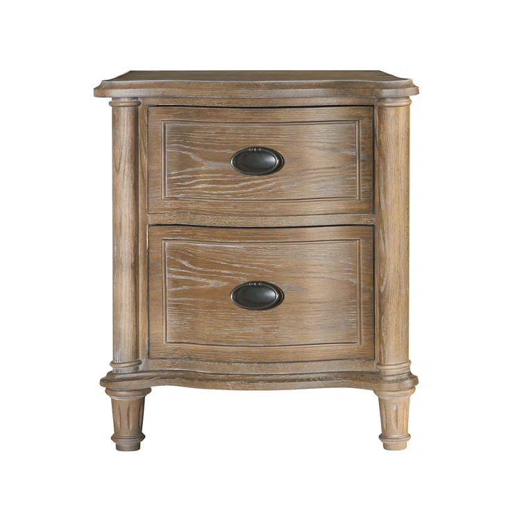 Devon Traditional Brown Wood 2-Drawer Nightstand
