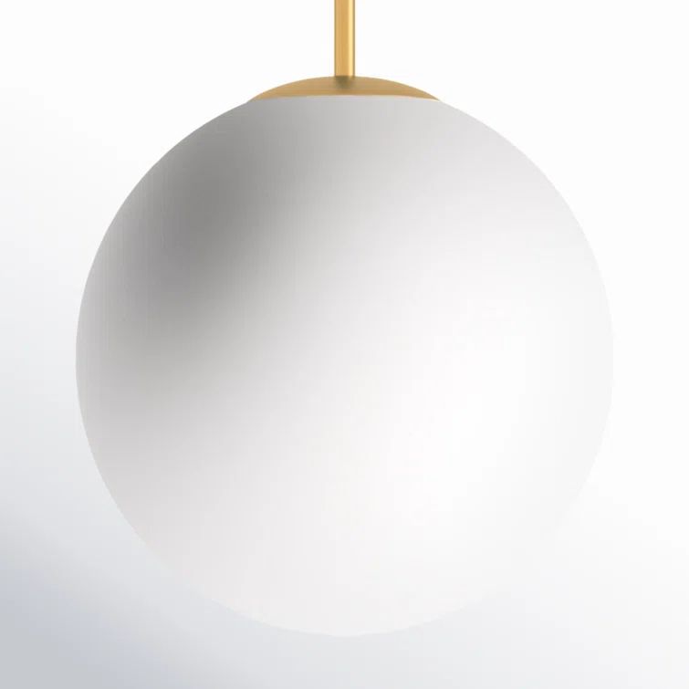Vesper Satin Brass & Black Globe Pendant with Dimmable White Glass Shade