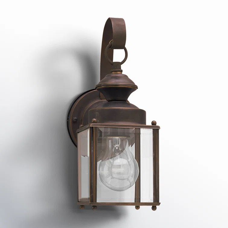 Antique Bronze Outdoor Wall Light with Clear Glass Shade