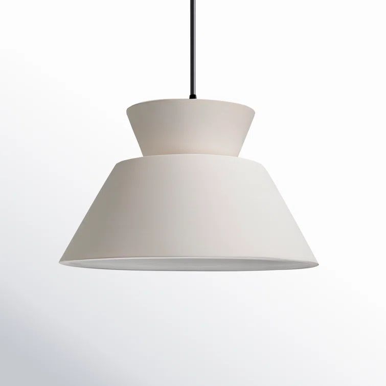 Matte Black Ceramic Drum Pendant Light