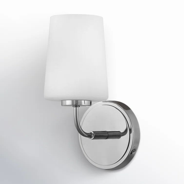 Chrome Single Light Vanity Sconce with Etched Opal Glass Shade
