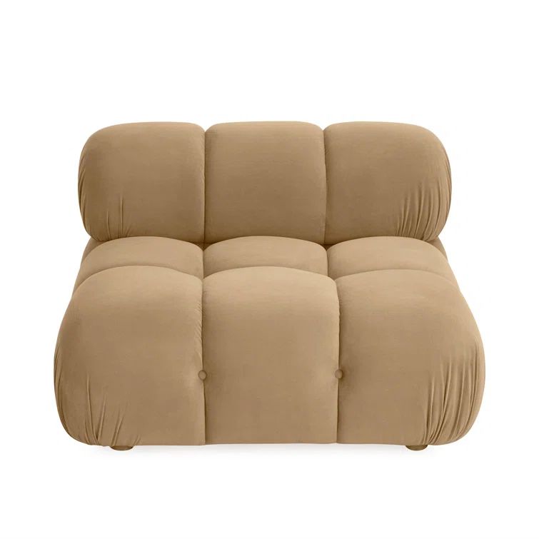 Brown Velvet Modular Tufted Armless Chair