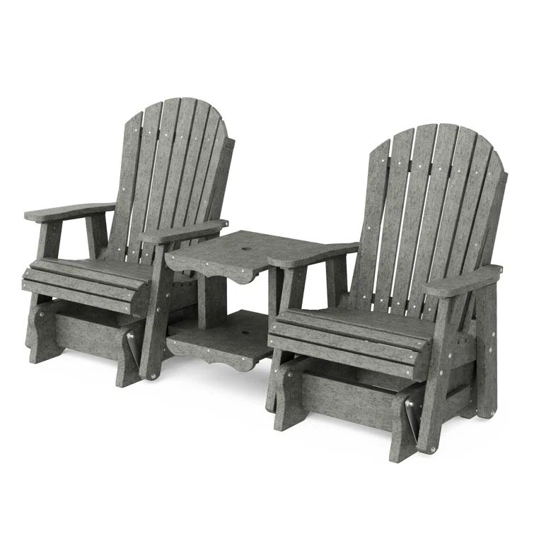 Heritage Dark Gray Poly Lumber Double Glider Set with Table