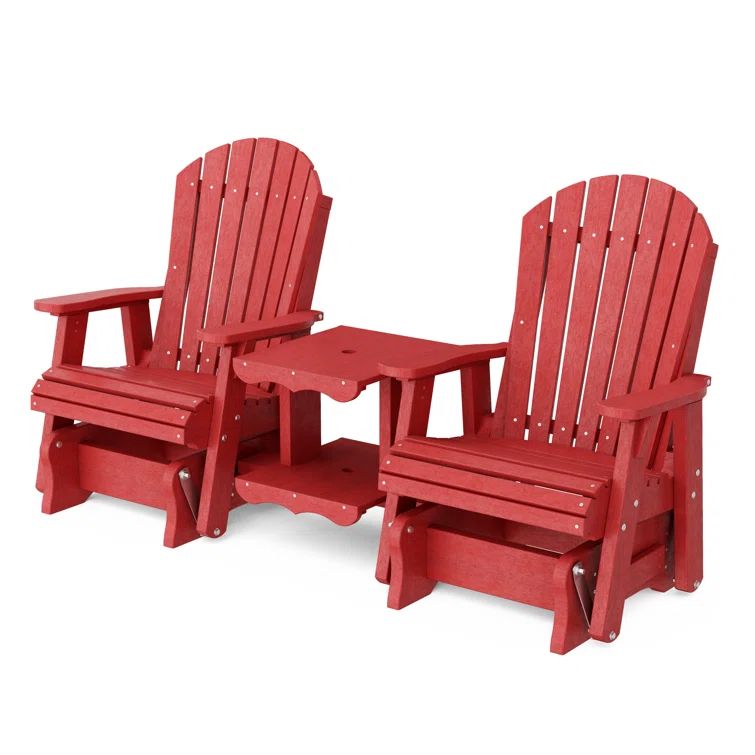 Cardinal Red Poly Lumber Double Adirondack Glider Set